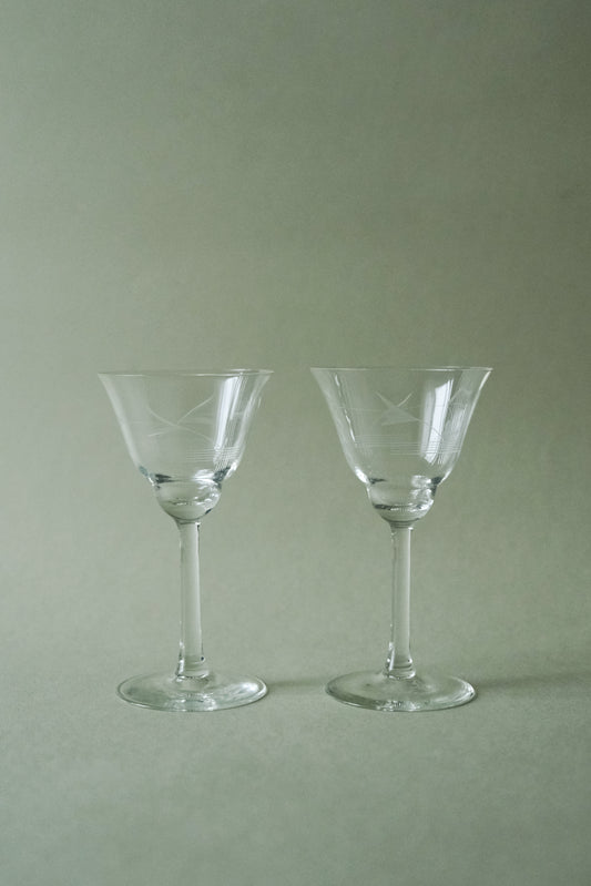 Vintage Etched Cordial Glass