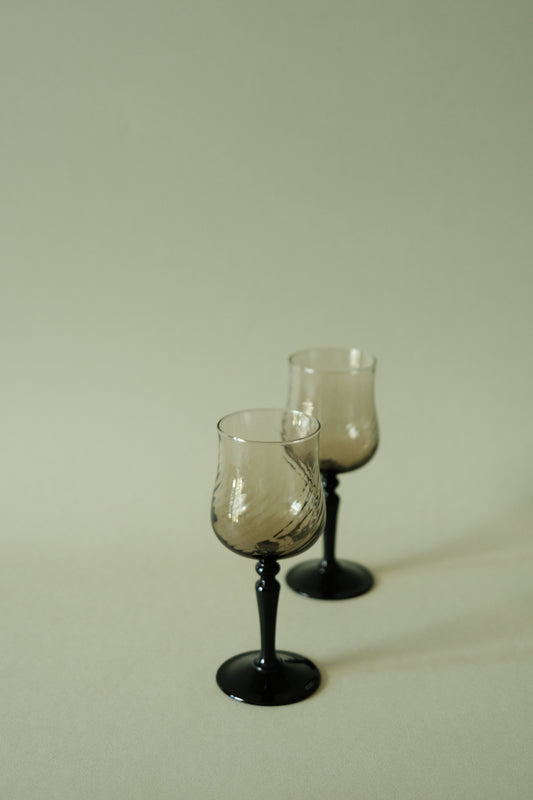 Vintage Luminarc France Smoky Wine Glasses