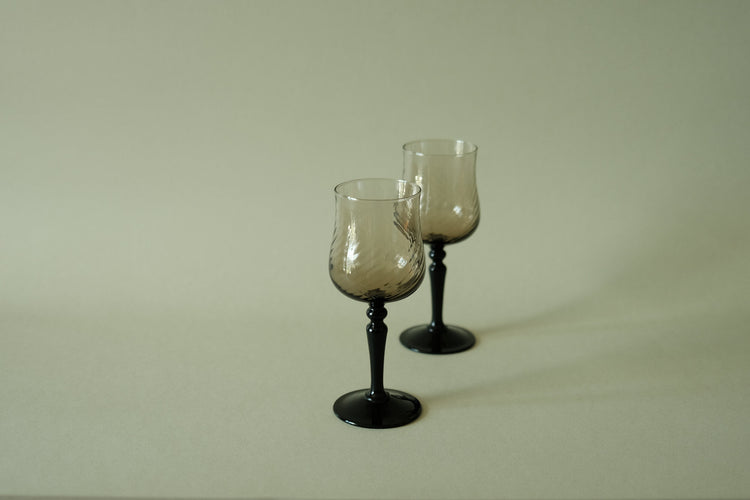 Vintage Luminarc France Smoky Wine Glasses